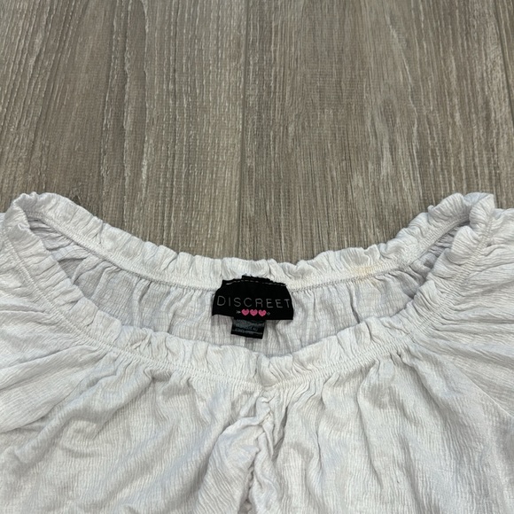 Off The Shoulder Crop Top Puff Short Sleeve Casual Ruched Shirt - Picture 6 of 8